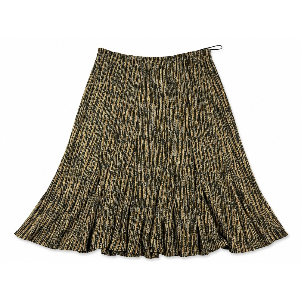Jones New York Collection XL Brown Black Abstract A Line Maxi Skirt Stretch